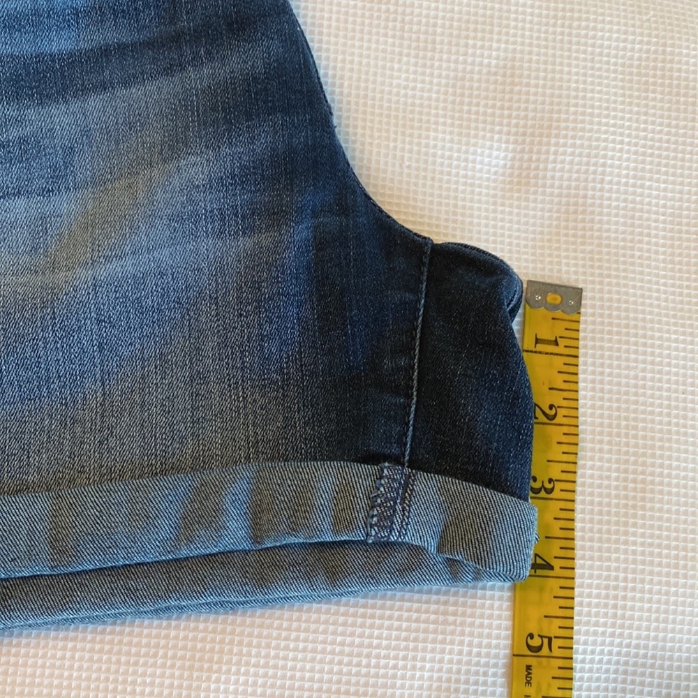 Mossimo High Rise Midi Jeans Shorts Size 0 25 Waist Dark Wash - Picture 10 of 11